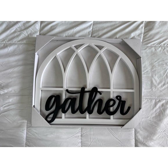 Other - Gather Cursive Wall Cutout Sign Wall Hanging Decor Farmhouse 17.5 X 21 Wood New